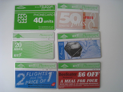 Puhelukortti  6 kpl British Telecom phonecard collectable