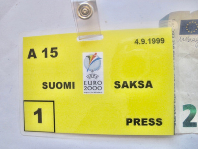 Lehdistöpassi Jalkapallo UEFA EM-2000 Suomi - Saksa 1999