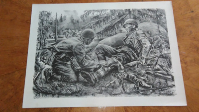 Jatkosota Haavoittunut Sotapiirros Lindeberg 1942