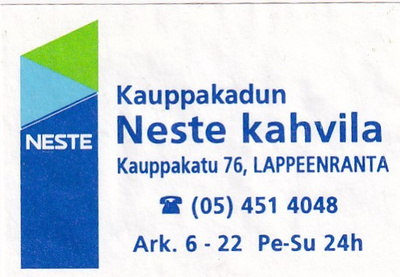 Lappeenranta.  Kauppakadun NESTE  Kahvila  7/8