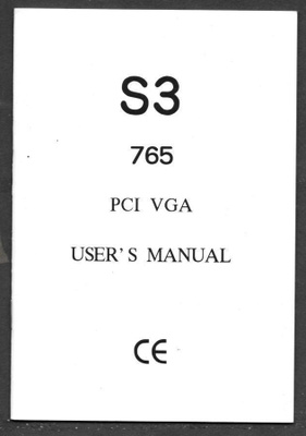 S3 765 PCI VGA - Users Manual