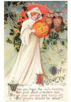 Halloween nainen ja pöllöt