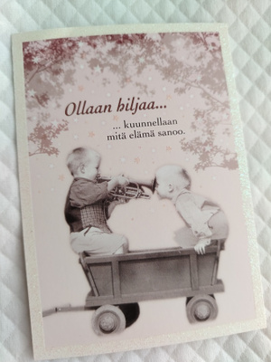 Pojat kärryssä postikortti
