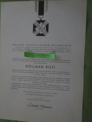 Kollaan Ristin Myöntökirja