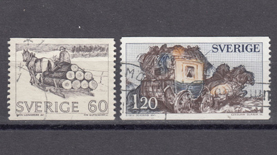 Ruotsi 1971 Fa 729, 733 Puutavaraa ja Postivaunu