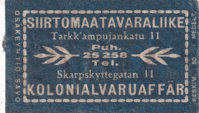 Helsinki, Siirtomaatavaraliike. Tarkk`ampujankatu 11   b565