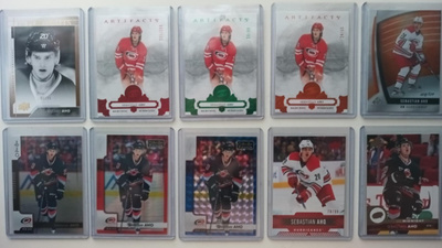 Sebastian Aho numeroituja kortteja alk, 1,5 €/kpl