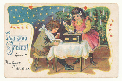 Lapset jouluna - vanha Carte Postale