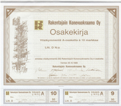 OKK 1988 Rakentajain Konevuokraamo Oy spec, Vantaa pörssi