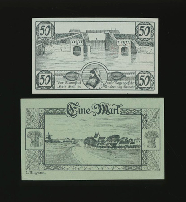 Saksa Notgeld 50 Pfg, 1 Mark, Hoyer 10.4.1920