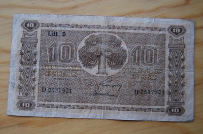 Suomen Panki 10 Markkaa 1939 Litt.D Talvisota