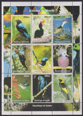 LINNUT suuri eläinaiheinen blokki GUINEA 1998 **