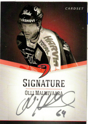 2012-13 Cardset OLLI MALMIVAARA JYP Signature nimmarI