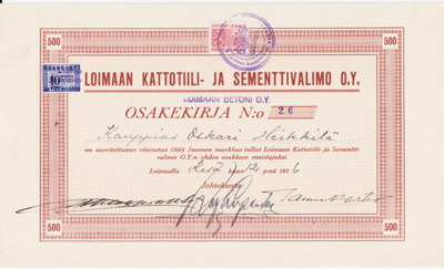 OKK 1936 Loimaan Kattotiili ja Sementtivalimo Oy, Loimaa
