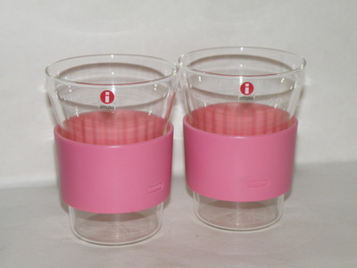 Iittala HOTCOOL lasi, 2 kpl, pink pidike, roosa nauha 2003