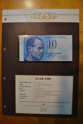 Suomen setelihistoria 10 mk 1986