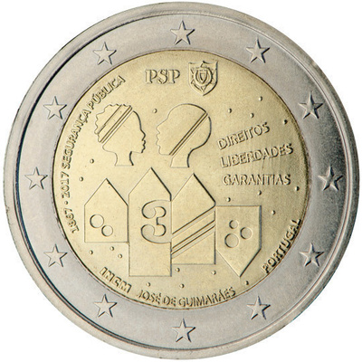 ** PORTUGALI 2€ 2017 Poliisivoimat 150 vuotta pillerissä **
