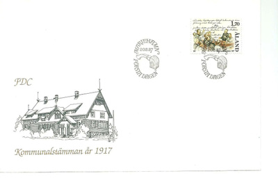 ÅLAND EPK FDC 4/1987: Kunnalliskokous vuonna 1917