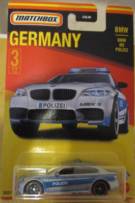BMW M5 Polizei Sedan Silver-Blue 2014 Matchbox Germany 1:64