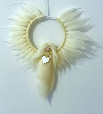 Enkeli -koriste - Valkoinen - 22 cm x 28 cm