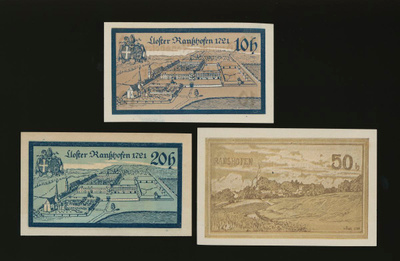Itävalta Notgeld 10, 20, 50 Heller, Ranshofen 1920