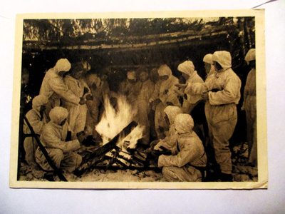 Partio nuotiolla kp- 1942 julk Propaganda- Aseveljet r.y.