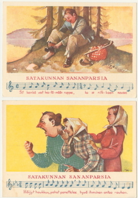 Satakuntalaisia sananparsia 40-luku 4 erilaista korttia