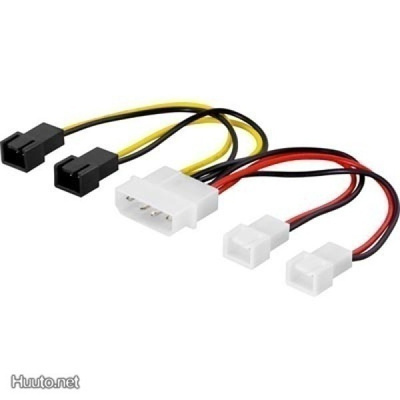 Deltaco tuulettimien adapteri 4-pin - 2x5V ja 2x12V 3-pin