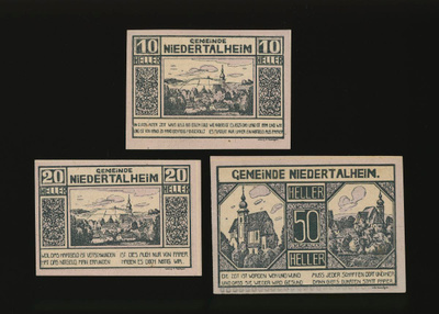 Itävalta Notgeld 10, 20, 50 Heller, Niedertalheim 1920