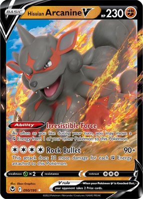 Hisuian Arcanine V 090/195 - Silver Tempest - NM/M