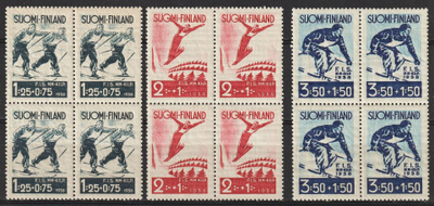 1938 F.I.S. Lahden hiihtokisamerkit neliöinä **