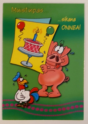 Muistinpas...sikana ONNEA!-KULKEMATON POSTIKORTTI