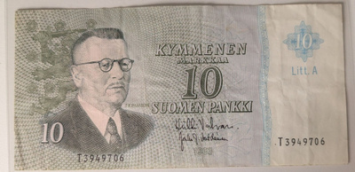 10 Markkaa 1963 Litt. A T3949706