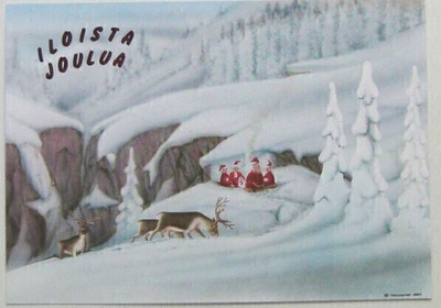 Porot ja tontut vuorilla Joulukortti