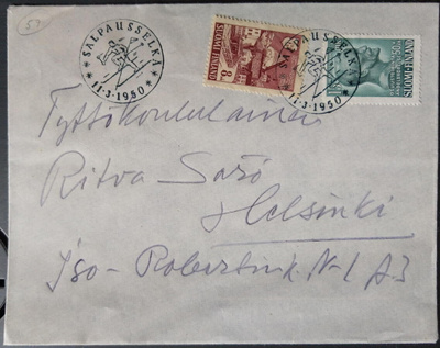 Erik.leima - Salpausselkä 1950, kulkenut kirje