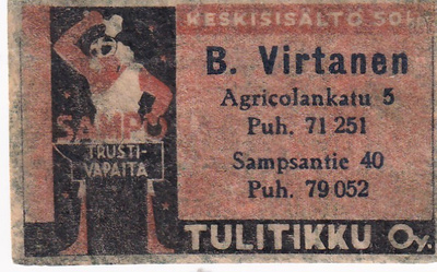 B. Virtanen,  Agricolankatu 5, Sampsantie 40    sk2/8