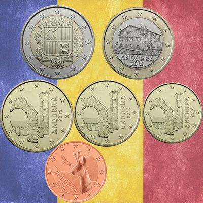 Andorra 2014 sarja 2€- 5c UNC