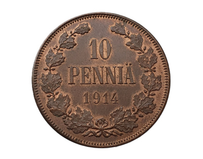 10 penniä 1914 - hienokuntoinen!