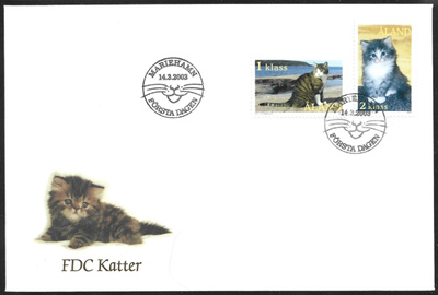 FDC Åland 2003  Lemmikkieläimiä Kissat   LaPe ÅL 217-218