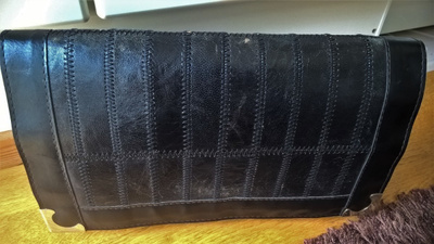 Musta Clutch / Nahkalaukku / Iltalaukku nahkaa