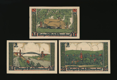 Saksa 50 Pfg, 1, 2 Mark, Bad Albersdorf 1922