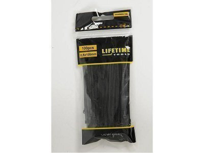 LifeTime Tools Nippuside, 2.5x100mm, 100kpl, musta UUSI