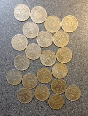 21 kpl yhden markan kolikot (1969)