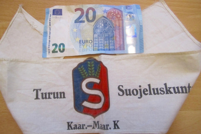 VANHA Käsivarsinauha Suojeluskunta Turku Kaar.-Maar.K