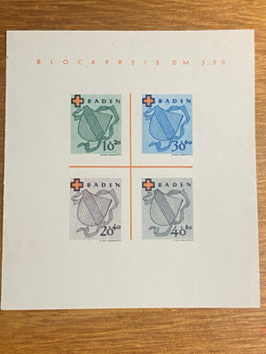 SAKSA 1949 BADEN RANSKA VYÖHYKE BLOKKI BL2*