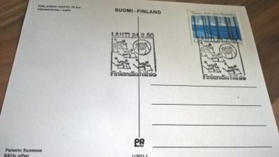 Kortti Finlandia Hiihto Lahti 1980 erikoisleimalla