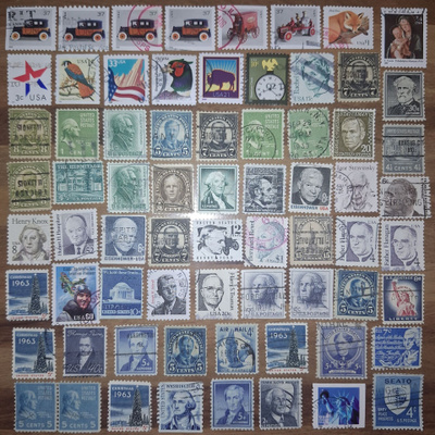 69 postimerkkiä Amerikasta (leimattuja)