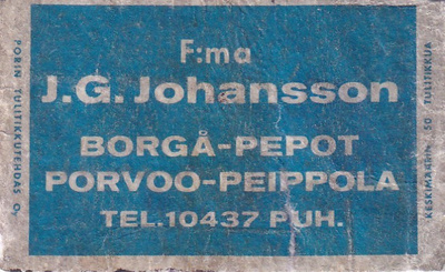 Borgå - Pepot, Porvoo - Peippola, F:ma J.G. Johansson   5/8