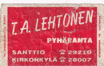 Pyhäranta, Santtio, T. A. Lehtonen   1/8