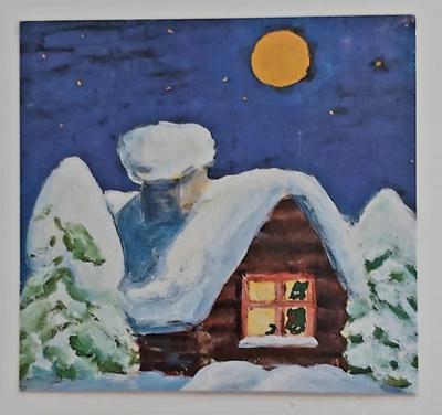 "Talo ja lumiset kuuset kuutamossa"-KULKEMATON KORTTI
